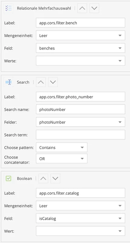 Pimcore-Backend: Conditions einer Filterkonfiguration
