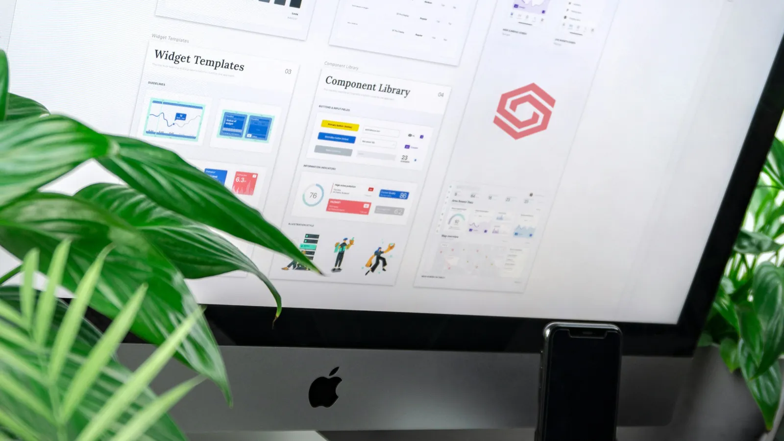 Bildschirm mit einer Website-Komponentenbibliothek und dem CoreShop-Logo