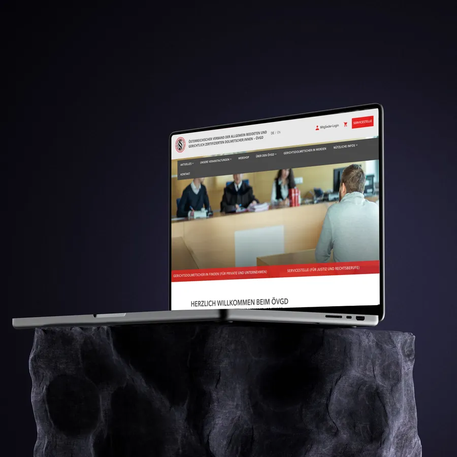 Website von ÖVGD auf einem Laptop