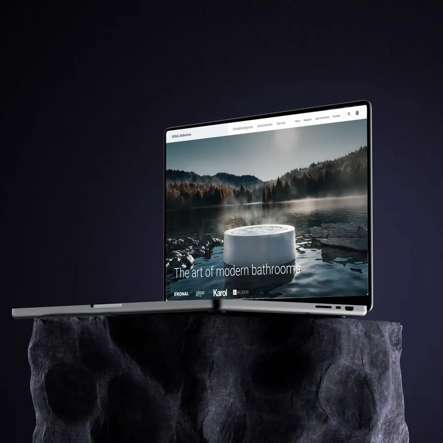 Website von RONAL Bathrooms auf einem Laptop