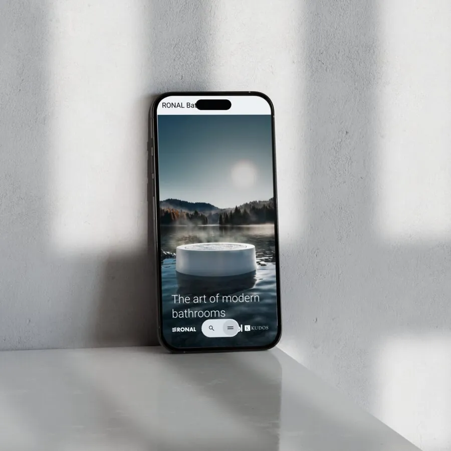 Website von RONAL Bathrooms auf einem Smartphone
