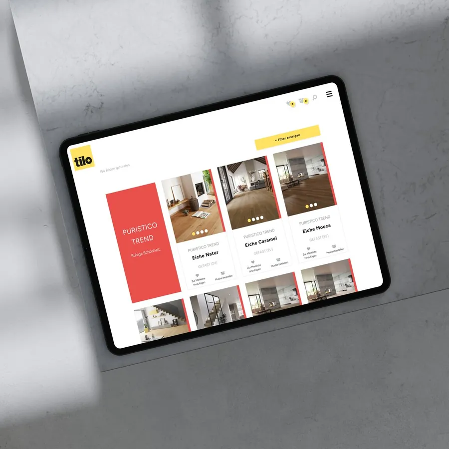 Website von tilo auf einem Tablet